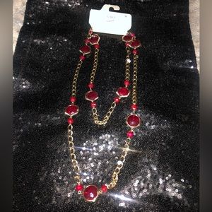 Gold plated chain with red stones